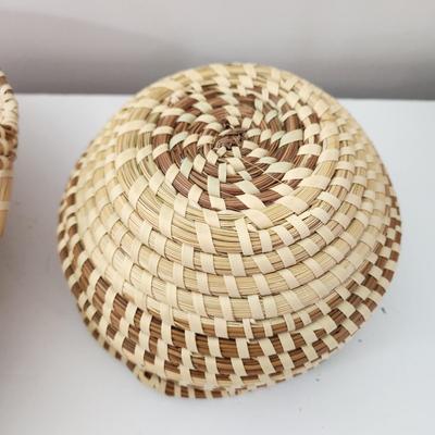 Lot of 3 Sweetgrass Handmade Baskets 2 w Handles