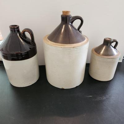 Lot of Three Vintage Stoneware Jugs Country Decor