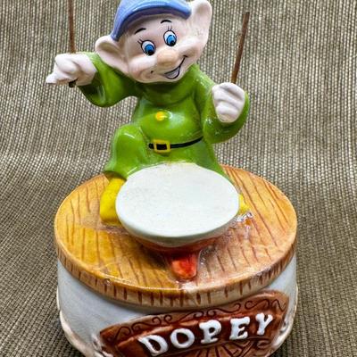 LOT 13 - Vintage Disney Dopey Snow White Music Box - Works!