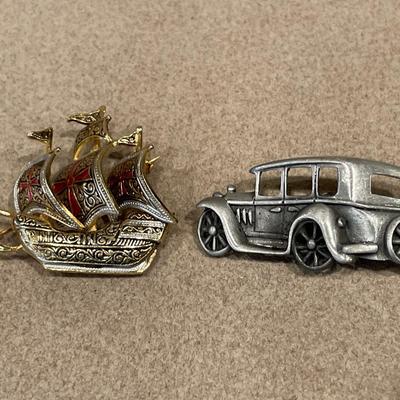 Spain boat & JJ pewter car pins