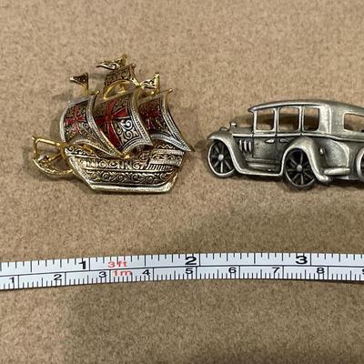 Spain boat & JJ pewter car pins