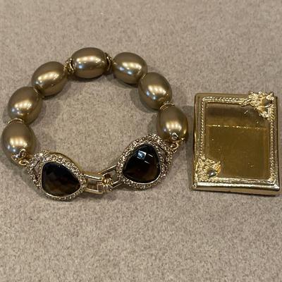 Vintage Monet bracelet and pin that holds picture