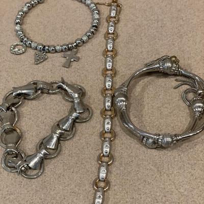7 silver tone bracelets