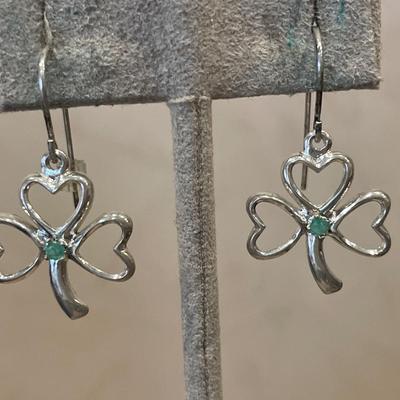 Sterling clover earrings and sterling necklace