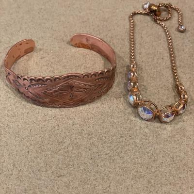 Rose gold and copper cuff bracelets