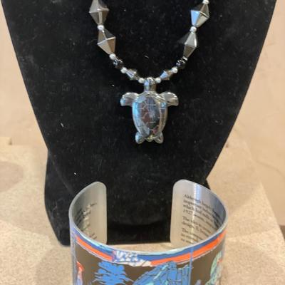 Garden of the Gods bracelet & hematite turtle necklace