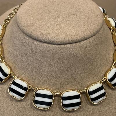 Talbots black/white necklace & Direction One clip ons