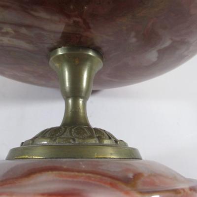 Vintage Hand Turned Onyx Bowl 9" With Lid