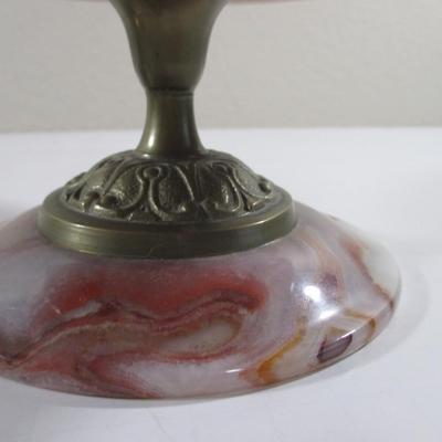 Vintage Hand Turned Onyx Bowl 9" With Lid