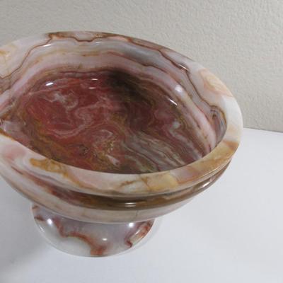 Vintage Hand Turned Onyx Bowl 9" With Lid