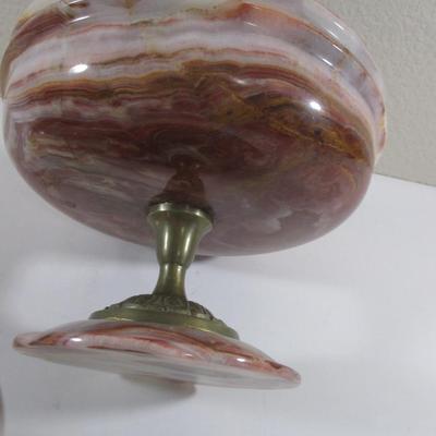 Vintage Hand Turned Onyx Bowl 9" With Lid