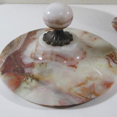 Vintage Hand Turned Onyx Bowl 9" With Lid