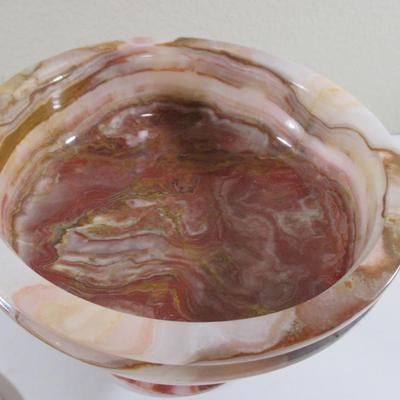 Vintage Hand Turned Onyx Bowl 9" With Lid