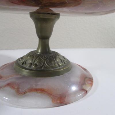 Vintage Hand Turned Onyx Bowl 9" With Lid