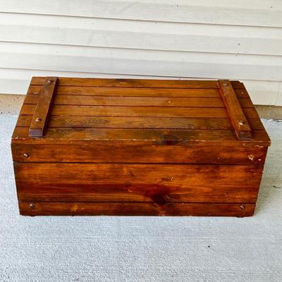 Vintage Hand Built Wooden Storage Trunk Chest with Rope Handles