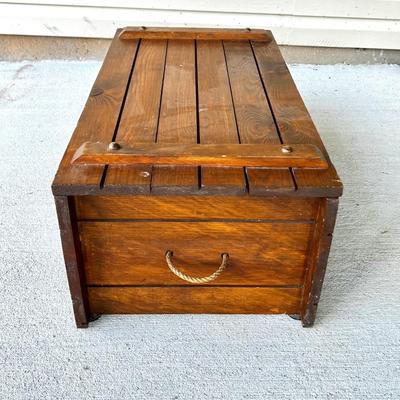 Vintage Hand Built Wooden Storage Trunk Chest with Rope Handles