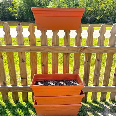 Set of 4 Rubber Terracotta Style Fence Planters