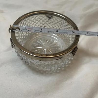 Small crystal bowl with silver trim