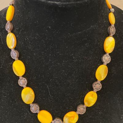 Bright sunny yellow necklace and bracelet