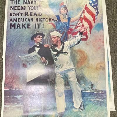 Posters lot of 3 Make American History Navy Recruitment Poster Image