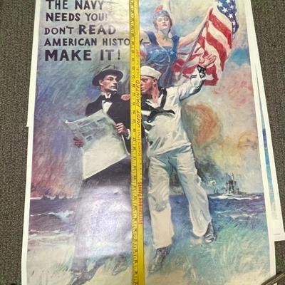 Posters lot of 3 Make American History Navy Recruitment Poster Image
