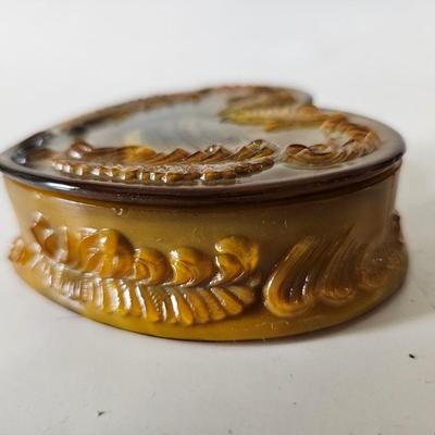 Degenhart amber Glass Heart Box - Degenhart glass boxes