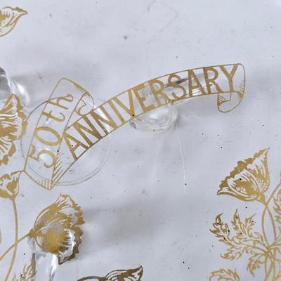 Vintage Silvercity Glass 22k Gold On Crystal 50th Anniversary Dish