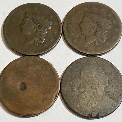 4 Cull Condition 1790's-1800's U.S. Large Cents as Pictured.