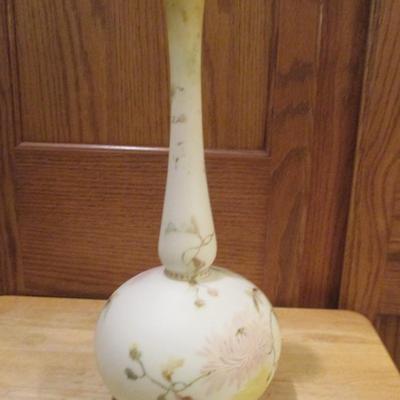 Vintage Frosted GooseNeck bubble bottom Vase ( Fenton Inspired)