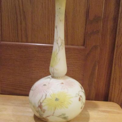 Vintage Frosted GooseNeck bubble bottom Vase ( Fenton Inspired)