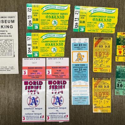 LOT 15 - Vintage Baseball Tickets Oakland A's 1970's