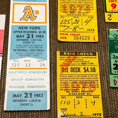 LOT 15 - Vintage Baseball Tickets Oakland A's 1970's
