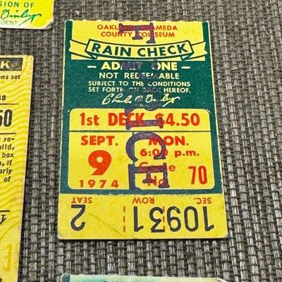 LOT 15 - Vintage Baseball Tickets Oakland A's 1970's