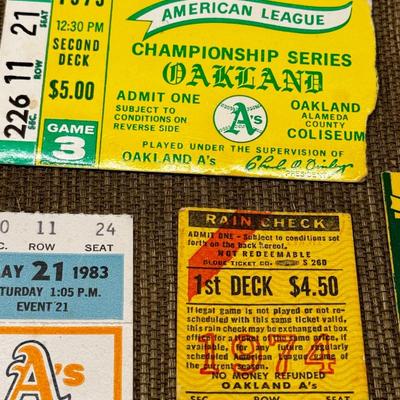 LOT 15 - Vintage Baseball Tickets Oakland A's 1970's