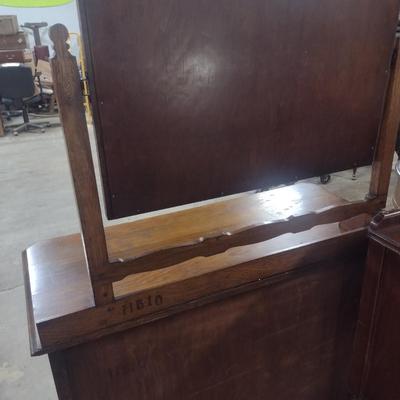 Vintage Solid Wood Three Drawer Dresser with Mirror