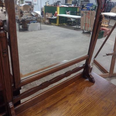 Vintage Solid Wood Three Drawer Dresser with Mirror