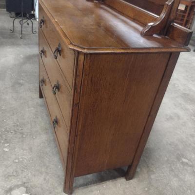 Vintage Solid Wood Three Drawer Dresser with Mirror