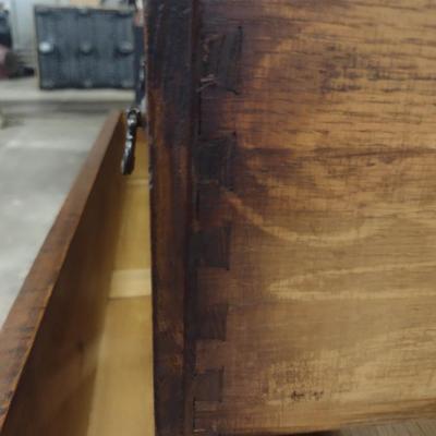 Vintage Solid Wood Three Drawer Dresser with Mirror