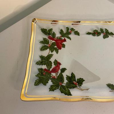 Vintage Lefton Glass Plate - Christmas Collection - Michio Suzuki