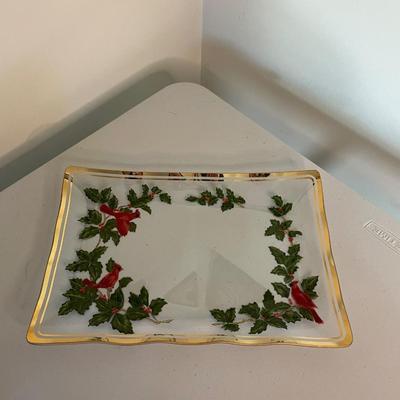 Vintage Lefton Glass Plate - Christmas Collection - Michio Suzuki