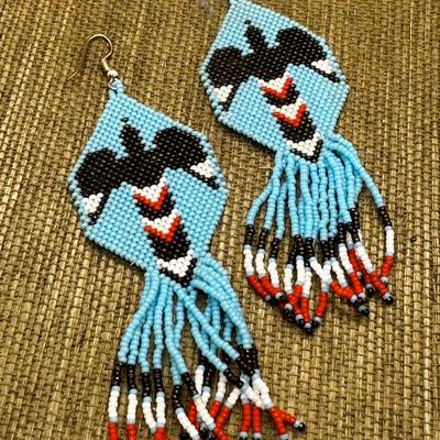 LOT 18 - Seed Bead Earrings Native American Style