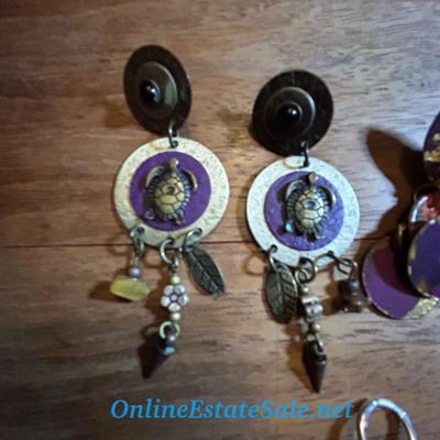 3 PAIR PURPLE EARRINGS