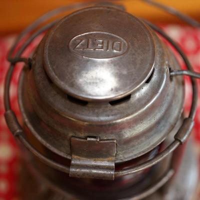 DIETZ "NIGHT WATCH" RAILROAD LANTERN NATURAL FINISH W/ RED GLOBE