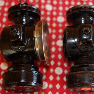 DIETZ EUREKAS BUGGY OR AUTO LANTERNS W/RED LENS MOUNTS INTACT