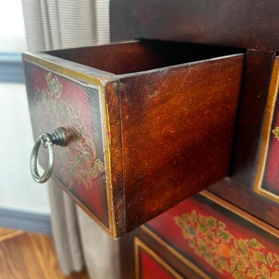 Chinese Painted Nightstand or Chest of Drawers