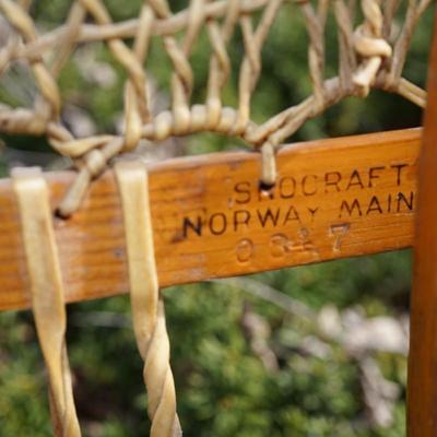 VINTAGE TUBBS NORWAY MAINE SNOWSHOES W/ LEATHER BINDINGS . #0317