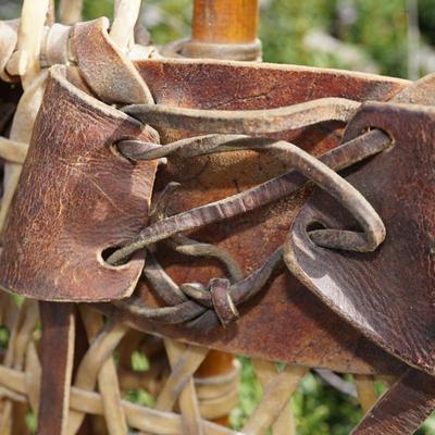 VINTAGE TUBBS NORWAY MAINE SNOWSHOES W/ LEATHER BINDINGS . #0317
