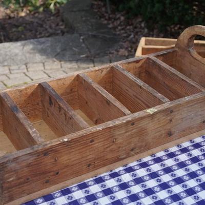 PRIMITIVE PINE DIVIDED HARDWARE BOX. NATURAL WOOD