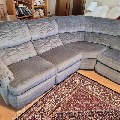 Sectional couch with 2 recliners and hideabed