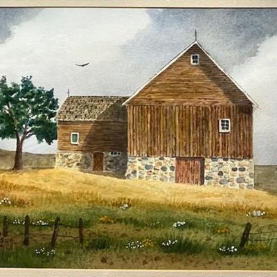 Original Watercolor "Grandpa's Barn" By Artist John Hassur